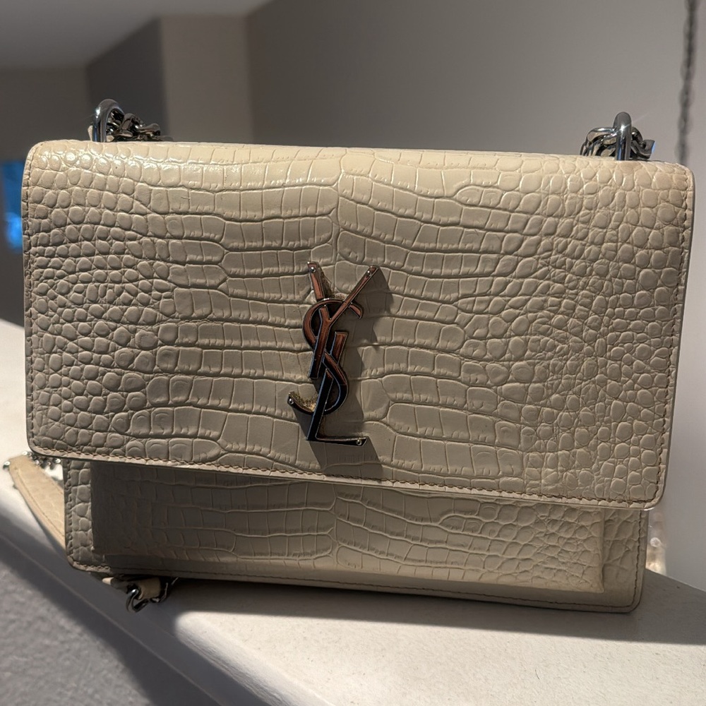 USED YSL CROCODILE SUNSET OFF WHITE BAG